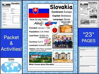 SLOVAKIA History & Geography, Travel The World Worksheet