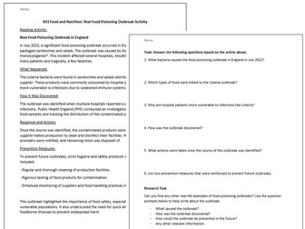 KS3 H&S Cover Lesson - Food Poisoning Outbreak