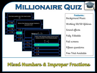 Millionaire Quiz! (Mixed Numbers and Improper Fractions Edition)
