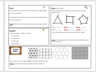 Angles in polygons investigation