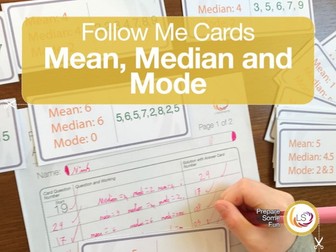 Averages Follow-Me Cards - a game for Mean, Median and Mode