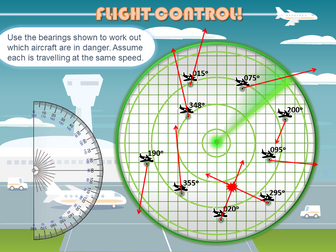 Flight control - bearings and angles (GCSE maths)