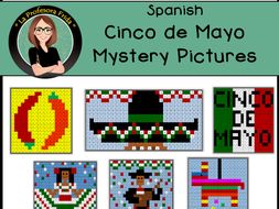 Cinco de Mayo Mystery Pictures! Color By Number / Grid / Spanish