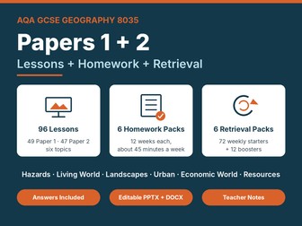 AQA GCSE Geography Paper 1 + 2 Topic Bundle