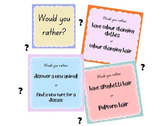 'Would you rather' cards ice breaker