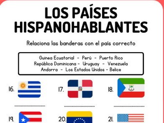 Spanish Speaking Countries - Flags & Labelling Map