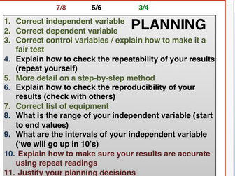 Quick marking codes saving teacher time on experiment feedback - planning, conclusion, evaluation