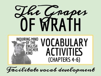 The Grapes of Wrath Vocabulary Games for Chapters 4, 5, and 6