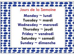 French days and months Add me to your lesson plans