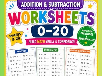 Addition & Subtraction Worksheets 0–20 | Math Practice Workbook | Life Skills