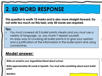 NEW AQA GCSE Spanish - writing booklet for FOUNDATION TIER