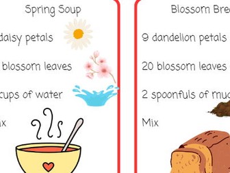 Spring Mud Kitchen Recipe Cards