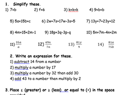 Printable algebra worksheets with answers image