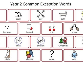 Y2 Common Exception Words with Widget Symbols