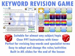 key word revision board game template ppt afl revision activity