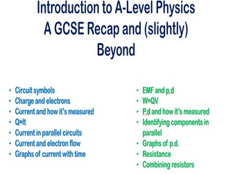 A-Level Electricity - A GCSE Recap and beyond