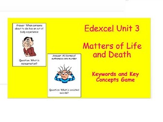 Edexcel Christianity Matters of Life and Death Keywords and Key Concepts Game