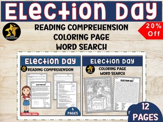 Election Day Activities Word Search Coloring Page Reading Comprehension November