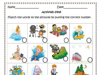 Activités d'été (Summer French Activities) Distance Learning Worksheets.