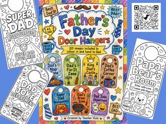 Father’s Day Door Hangers Coloring Pages | Dad Gift Craft | 20 Printable Door Hangers