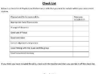 physical and performance skills checklist