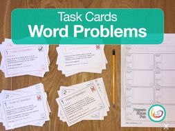 Mixed Math Word Problems | Task Cards | 24 Questions 4 Differentiations 96 Cards