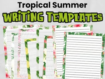 Tropical Summer Writing Templates with Border | Thin and Thick writing lines