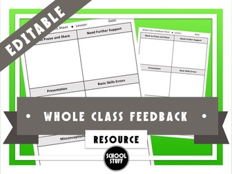 Whole Class Feedback Sheet - School Stuff