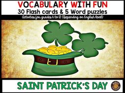 Saint Patrick's Day: 5 Different Word puzzles and 30 Photo flash cards (ESL, ESL, ELL)
