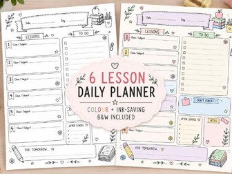 6-Lesson Teacher Daily Planner | Printable