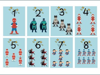 Superhero Number Cards to 20