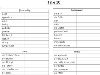 Take 10- GCSE German Vocab Revision