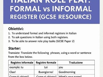 Italian Role Plays - Formal/Informal