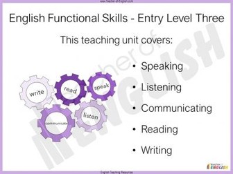 Entry Level 3 English Sow, Presentations, Worksheets and Answers