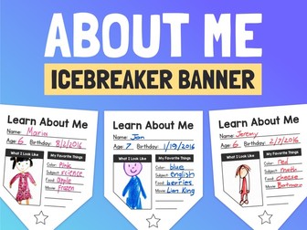 Learn About Me Banner | Back to School Icebreaker, Bulletin Board Idea