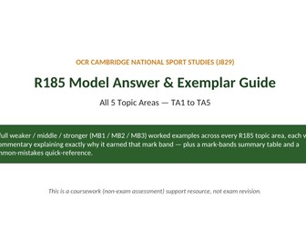 R185 Model Answer & Exemplar Guide: All 5 Topic Areas (TA1–TA5) | OCR Cambridge National Sport Stud