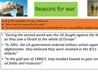 AQA GCSE RE War theme revision materials