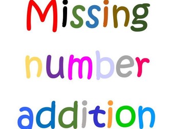 MISSING NUMBER ADDITION SUMS FOR YEAR 1