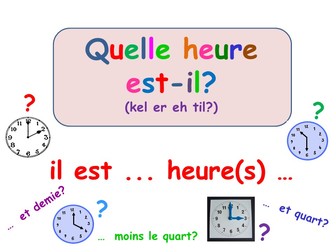 Quelle heure est-il?  What time is it?  A French resource for KS2 & KS3  pupils