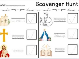 "RE Scavenger Hunt: Interactive Resource for Exploring Christian Symbols and Figures".