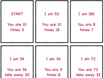 Maths "I am" card chain game
