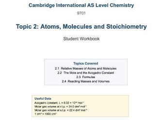 CAIE AS Chemistry TOPIC 2 Amount of Substance Student Workbook 2025-2027 Syllabus