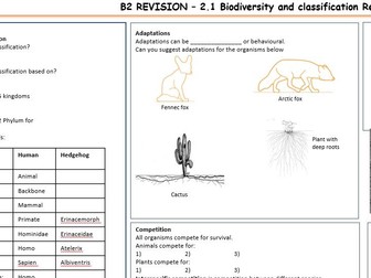 Revision Sheets for WJEC Biology B2