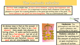 calculus hedonic ethics utilitarianism ocr