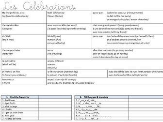 Paques et Noel KS4 French Conti activities and sentence builder