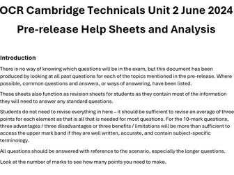 Cambridge Technicals in IT Pre-release Level 3 Help Sheets Unit 2 2024