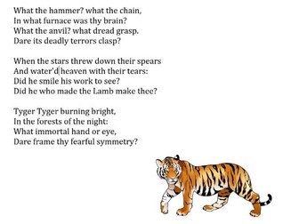 The Tyger by William Blake comprehension and writing task