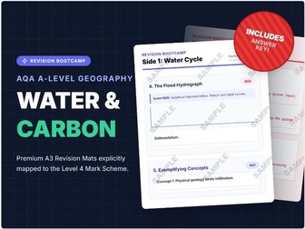 AQA A-Level Geography Water+Carbon exam skills revision mat