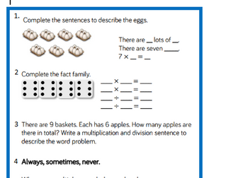 Year 4 White rose multiplication Mastery