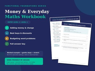 Functional Skills Maths Workbook — Money & Everyday Maths | Entry Level 3 / Level 1  Worked Example